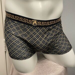 Versace Looking Patterned Black and Gold Boxer Briefs